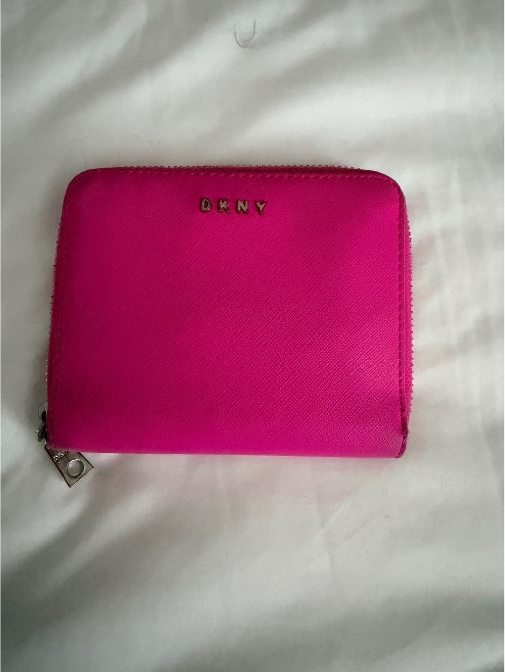 DKNY Pink Zip-Around Wallet with Card Slots and Coin Pocket